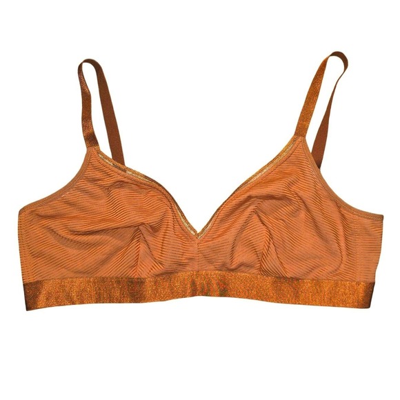 THIRD LOVE XL triangle wireless bralette ginger shadow stripe - Picture 2 of 4